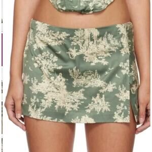 Miaou Skirt Womens Medium Micro Mini Moss Toile Green Pastoral Print Y2K Chic